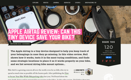 Read this review by bikepacking on StealthTag -a novel 3d printed mount to hide an airtag for your bike.